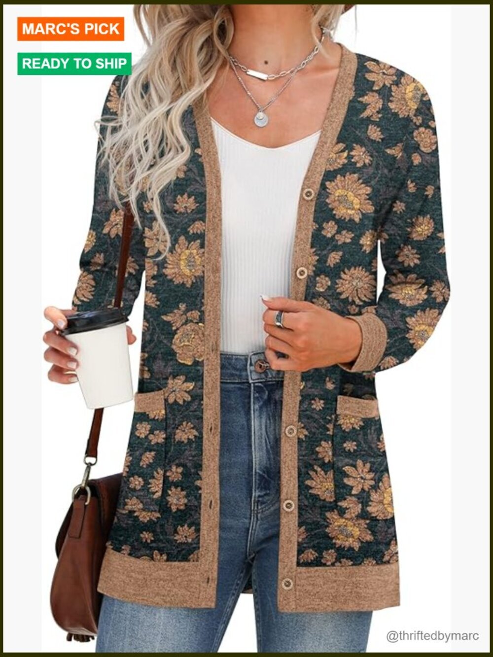 Women's Long Sleeve Open Front Cardigan Button Down Ribbed Lightweight Knit